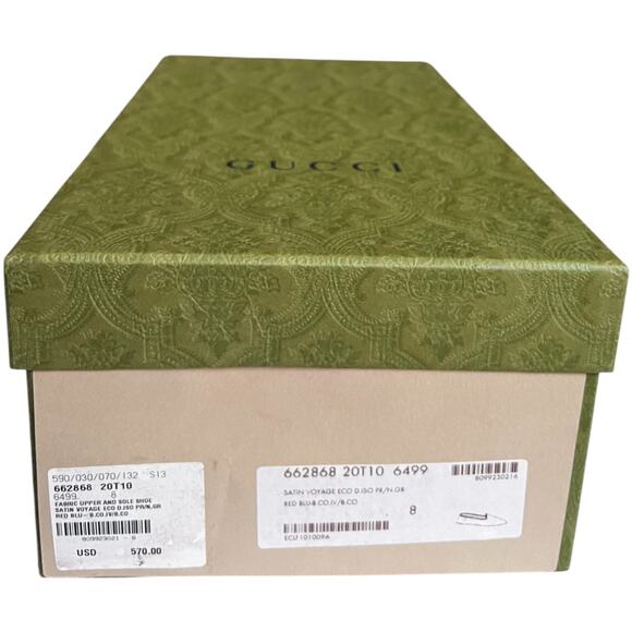 Gucci Red Satin Voyage Geometric G Print Slipper Shoes, US8 - Picture 16 of 16